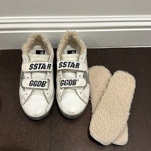 Golden goose fur velcro sneakers